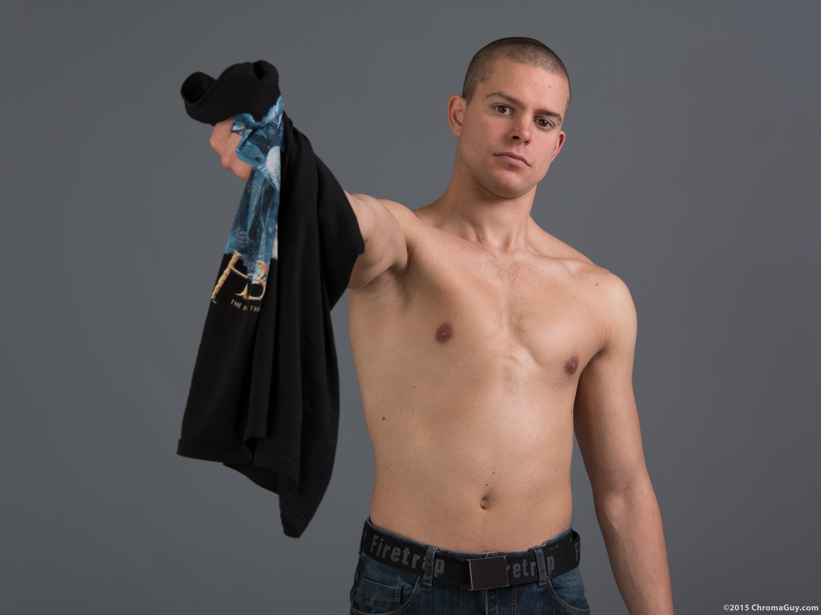 Guy with t-shirt off