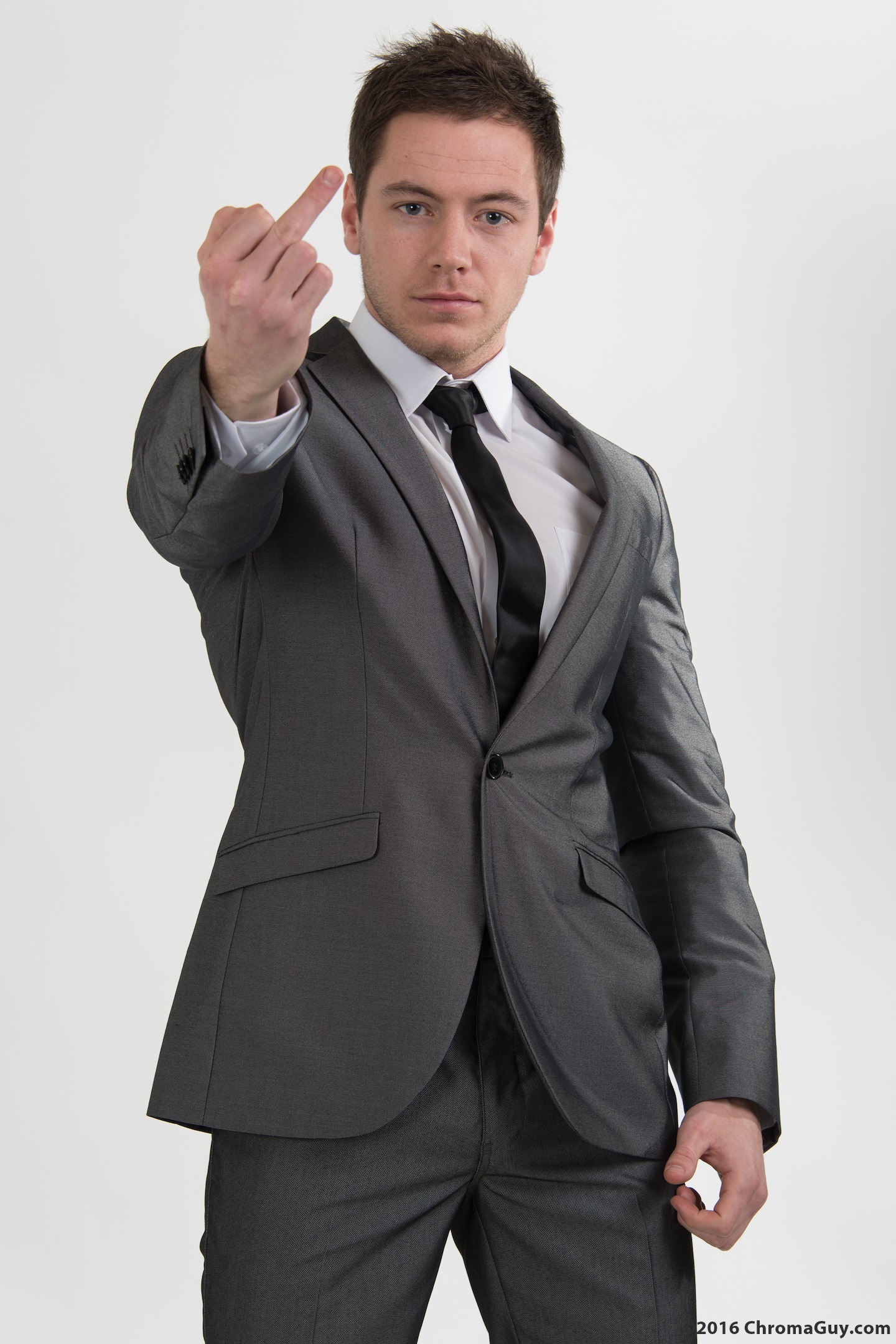 Man showing middle finger